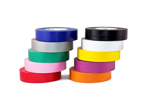 GGR Supplies EL-766AW Color General Purpose Electrical Tape 66' (L) UL/CSA listed core. Utility Vinyl Synthetic Rubber Electrical Tape. Full Cases (100 Rolls)